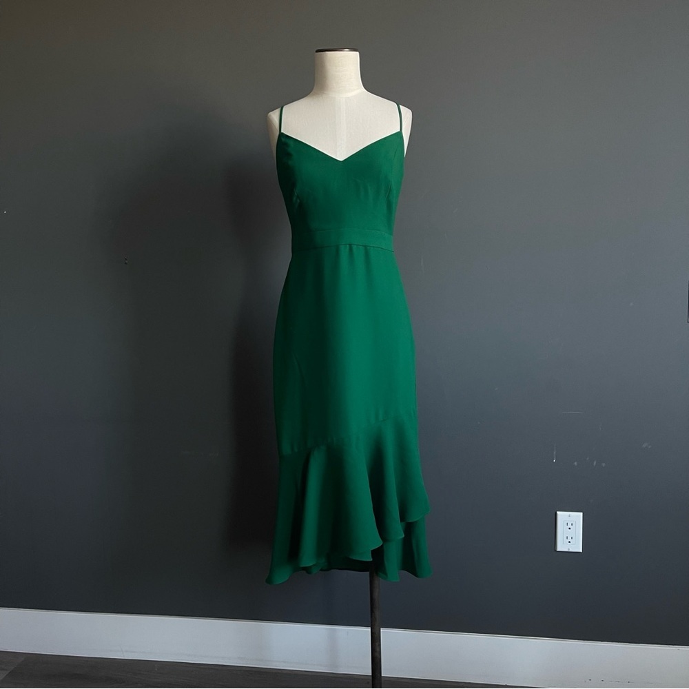 Banana Republic Emerald Slip Dress Bias Midi Ruffle Minimal Toteme Style French